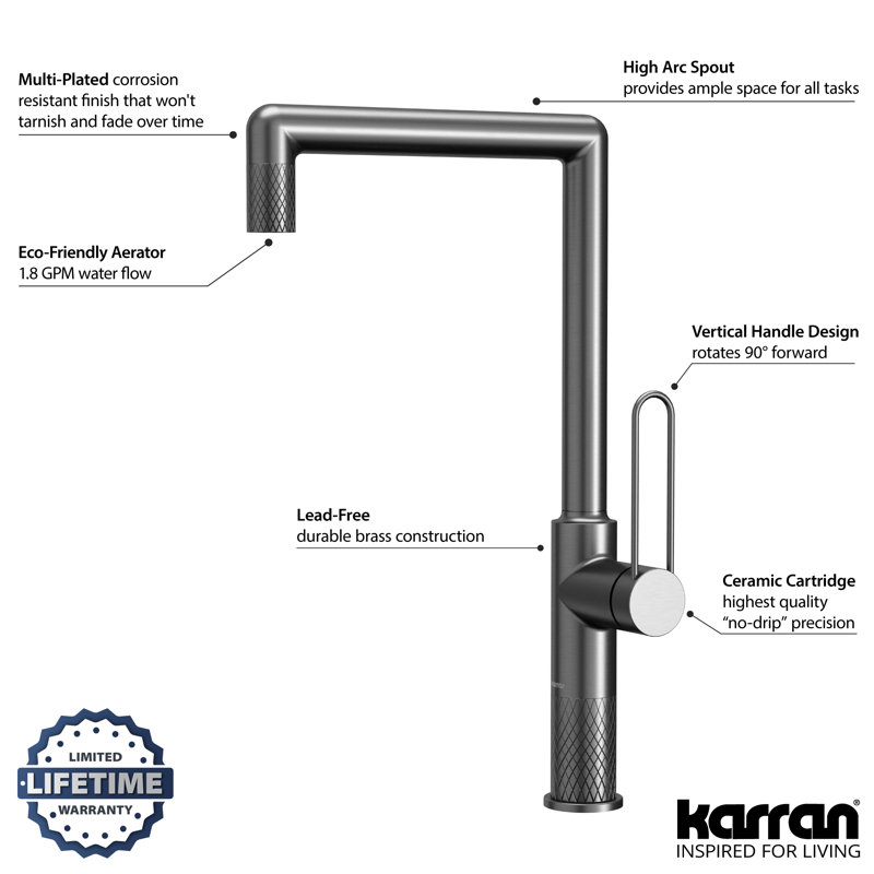 Karran Sherman Kitchen Faucet, Satin Black