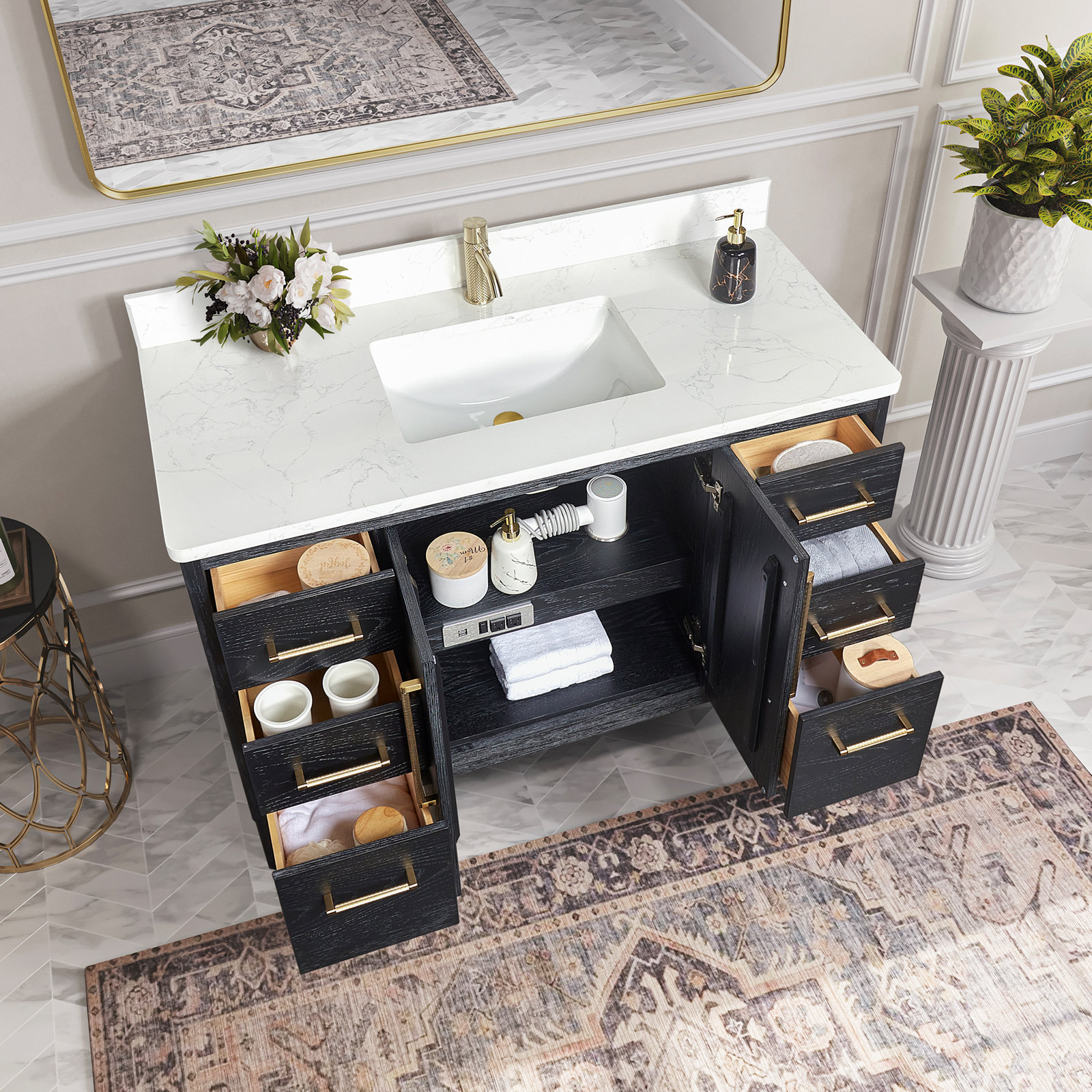 Langosta 48" Single Bathroom Vanity, Fir Wood Black