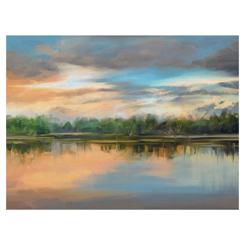 « lakeside light », reproduction d’art sur toile non encadrée, H 30 po x l 40 po x P 1,5 po