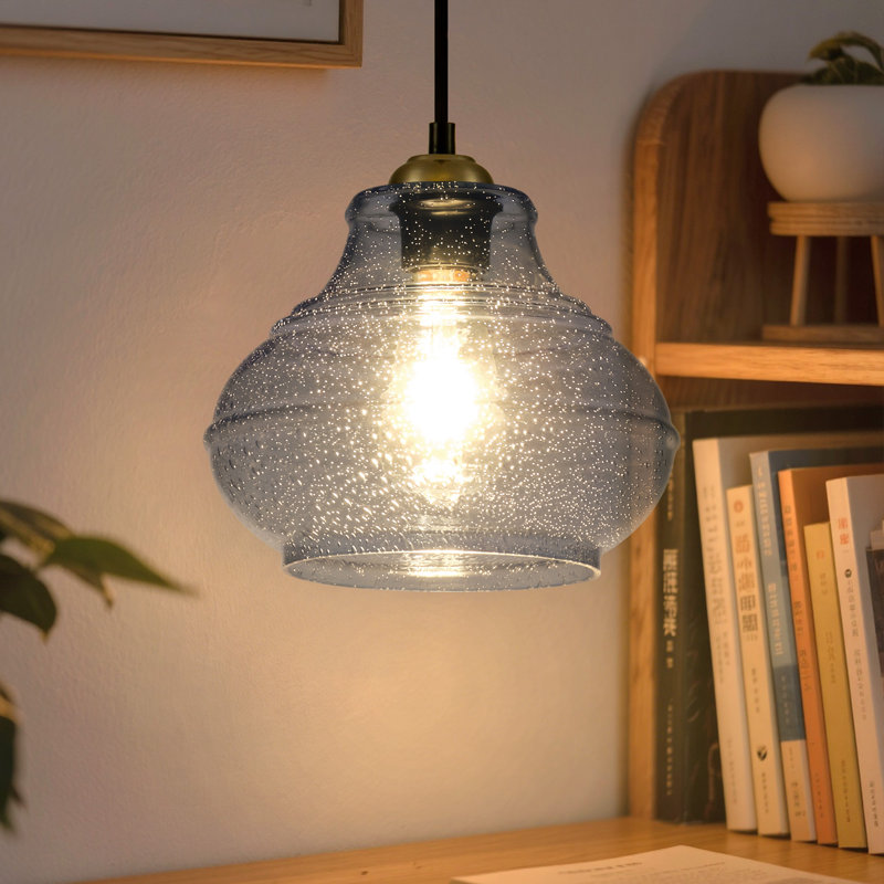 Luminaire suspendu 1 lumière Berngar, Bleu