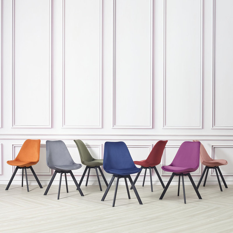 4 Rivas Velvet Upholstered Dining Chairs, Grey, 1