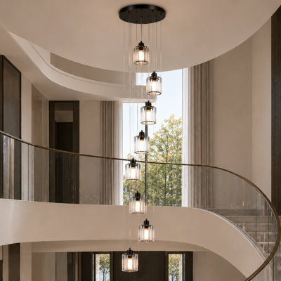 8-Light Crystal Dimmable Cluster Pendant with Adjustable Length