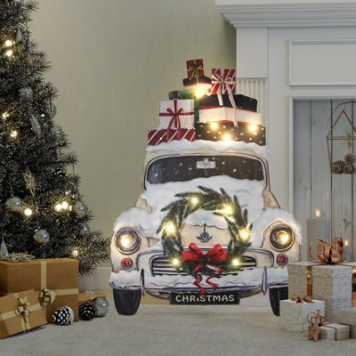 Enseigne de Noël pré-éclairée 26 pouces - camion blanc