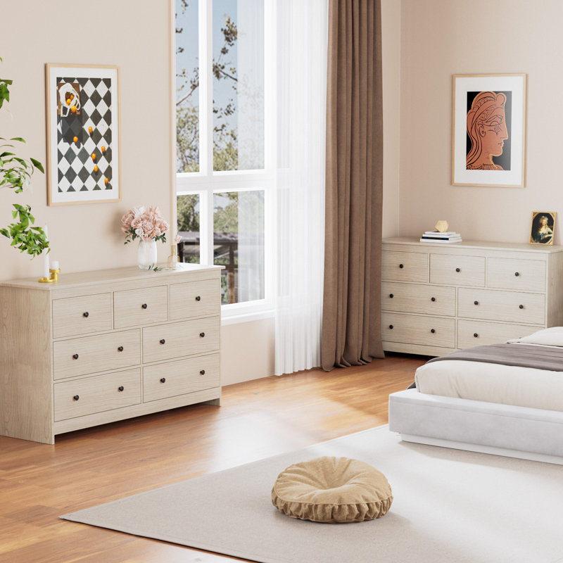 Commode 7 tiroirs Marizela, Naturel