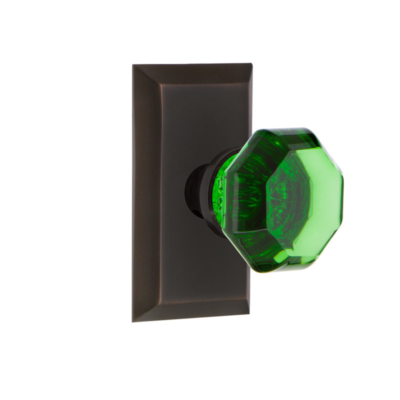 Studio Plate with Waldorf Emerald Door Knob, 2-3/8”, Timeless Bronze