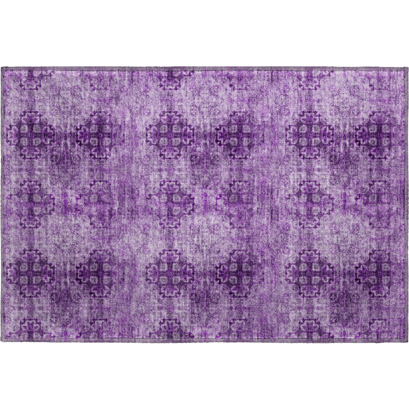 Tapis aubergine de qualité supérieure lavable à la machine Cerrito AMF557, Rectangle 1 pi 8 po x 2 pi 6 po