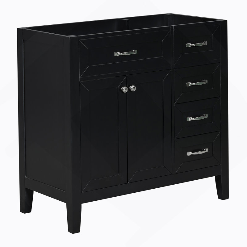 Meuble-lavabo 36 po sans lavabo, base d'armoire seulement, armoire de salle de bain, Noir