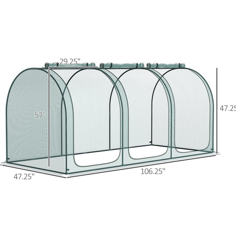 Protection des plantes 9 'x 4' - Cage de jardin avec 3 entrées à fermeture à glissière, pochette de rangement, 6 piquets de sol, portes de tente, boîte, poche de protection