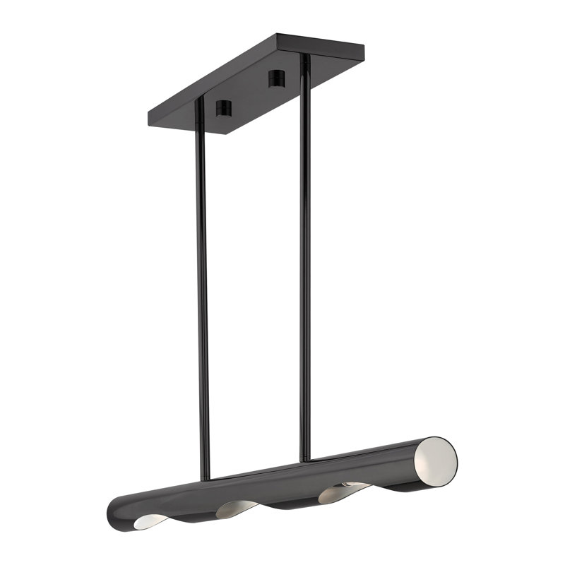 Luminaire suspendu linéaire à 3 lumières pour îlot de cuisine Clearlake, Noir chromé