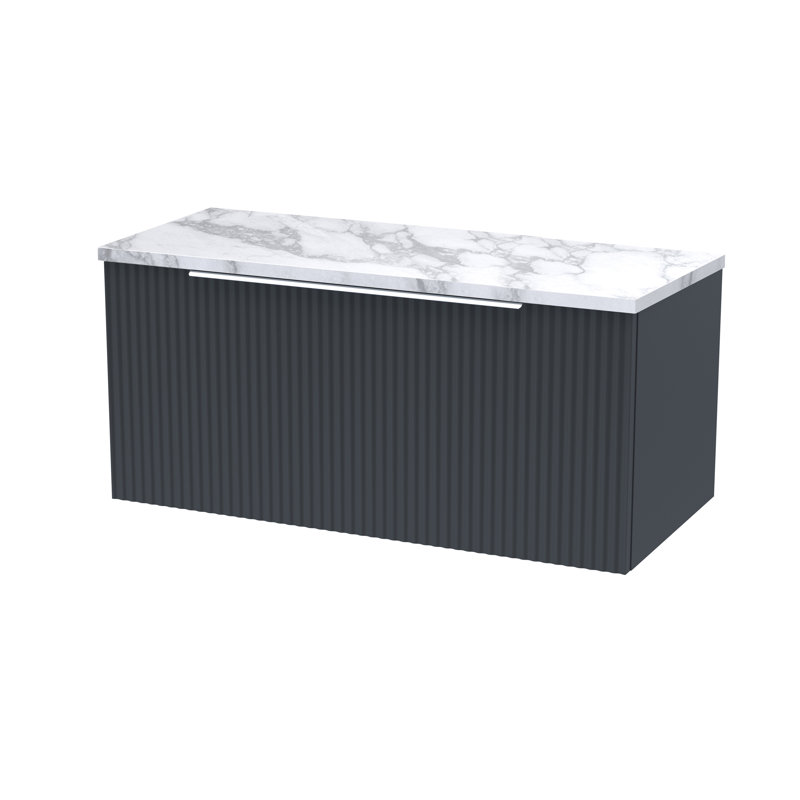 Fluted 80.5cm Single Bathroom Vanity Base Only, Soft Black