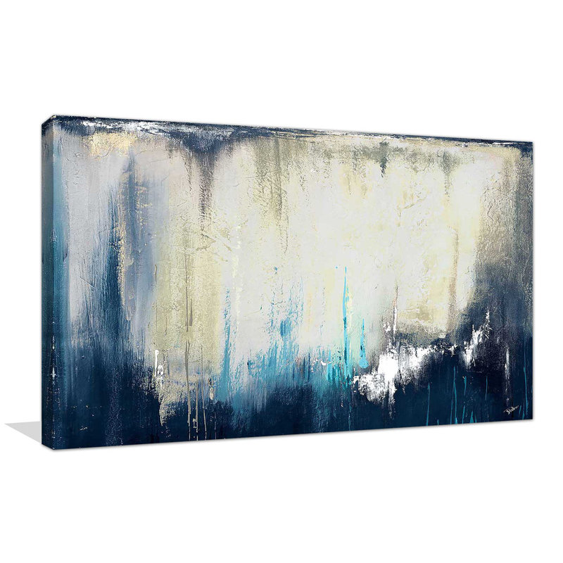 Marine Blue Illusion II par - Peinture, H 18 po x l 30 po x P 1 po, Toile tendue