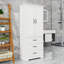 Grande armoire de rangement pour salle de bain avec tablette réglable et 2 tiroirs pour la salle de bain, la cuisine ou le bureau