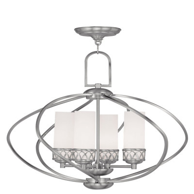Lustre classique à 4 lumières avec abat-jour