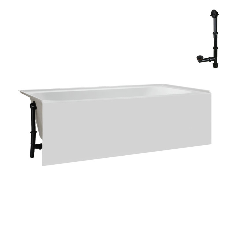 Streamline 66 in. x 32 in. Acrylic Left-Hand Drain Alcove Bathtub in Glossy White With External Drain
