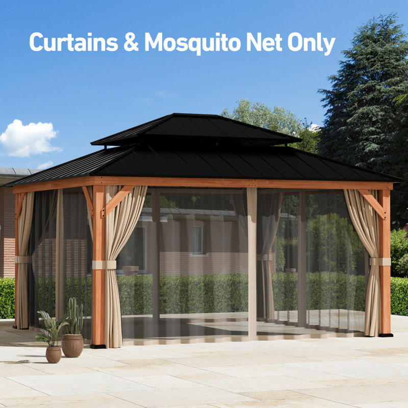 Modern Shades Universal 13' X 15' Mosquito Netting And Privacy Curtain Set Outdoor Patio Gazebo (For SKU NO. ADMR1037)