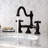 Kingston Brass Restoration Two-Handle 3-Hole Deck Mount Bridge Bathroom Faucet with Brass Pop-Up-11177304