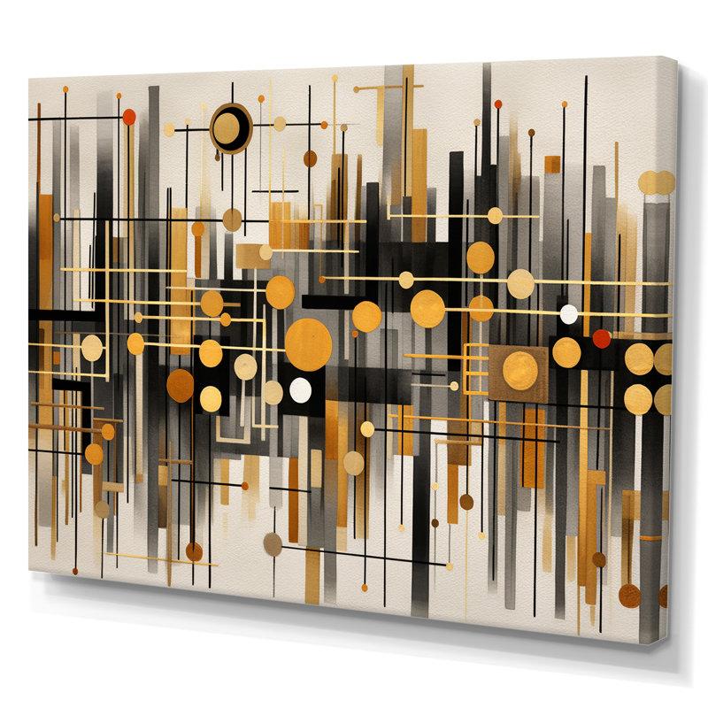 " Gold And Black Infinite Patterns ", Wrapped Canvas, 12" H x 20" W x 1" D