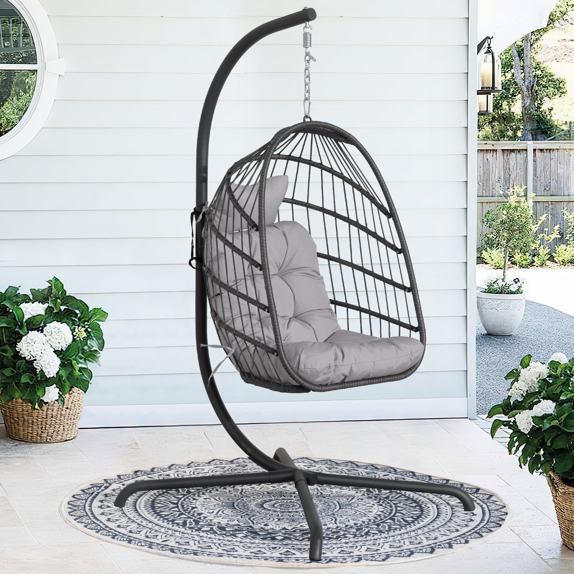 Dakota Fields Chingford Outdoor Indoor Porch Swing Egg Chair with