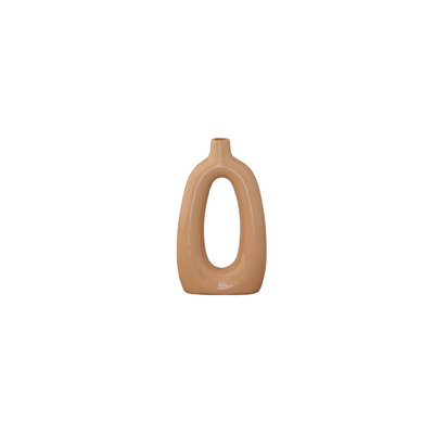 Ceramic Oval Ring Vase Gloss Finish Peach
