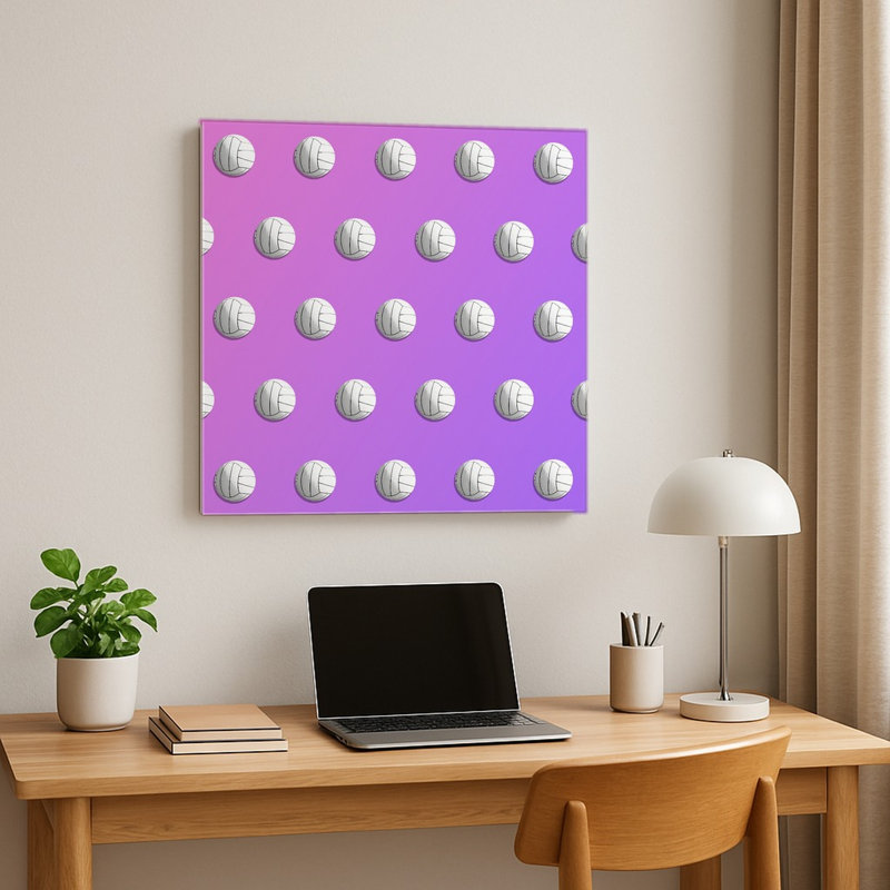 Motif de volley-ball sur fond dégradé — Décoration murale carrée en métal, H 16 po x l 16 po