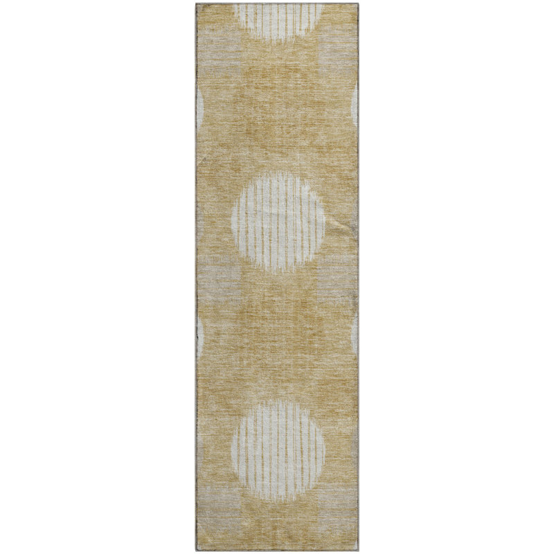 Tapis doré Prisco lavable à la machine de qualité supérieure, Tapis de couloir 2 pi 3 po x 7 pi 6 po
