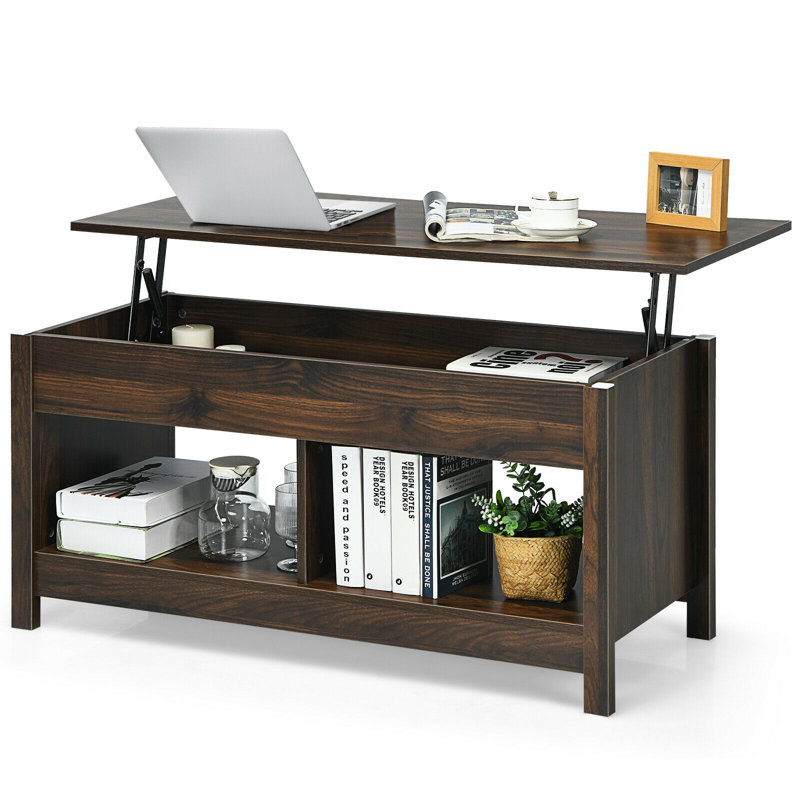 Lift Top Coffee Table with Storage, Brown