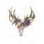 Crâne de cerf avec impression de fleurs sur toile