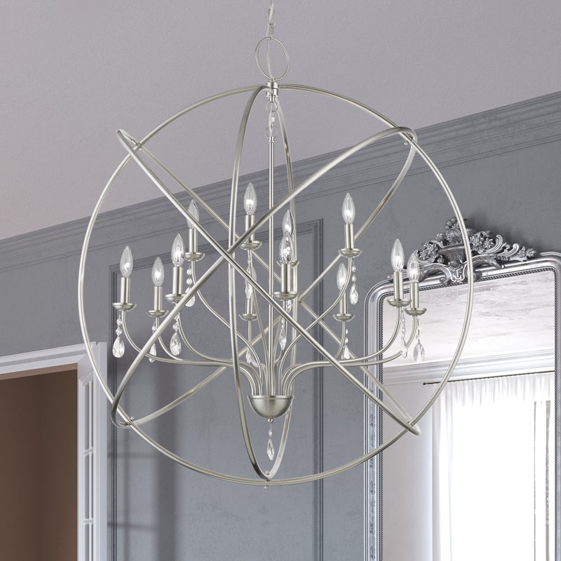 Lesperance 12 - Light Dimmable Globe Chandelier, Brushed Nickel
