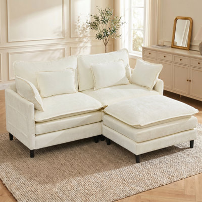 75" L Shape Oversized Modular Sectional Sofa with Ottoman
