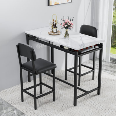 Compact 3-Piece Dining Table Set With 2 Upholstered Chairs, Ideal For Small Spaces And Modern Interiors