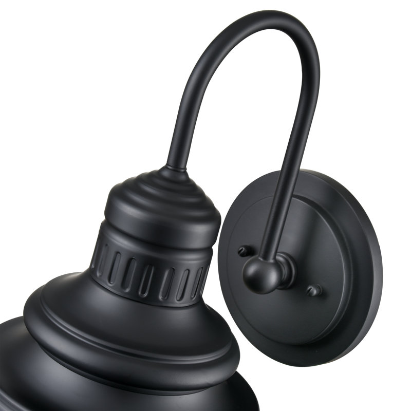 August Grove® Damontay LED Outdoor Wall Sconce in Powder Coated Black with Black Aluminum Shade