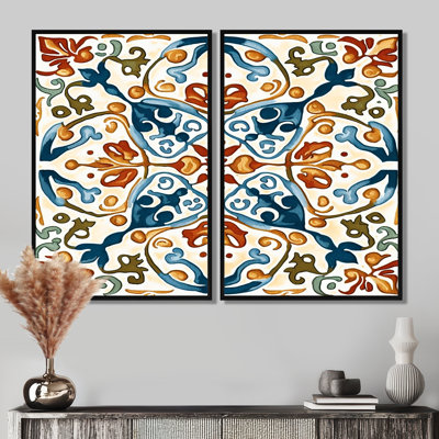 Mediterranean Tiles In Retro Blue III - Blue Modern Wall Art