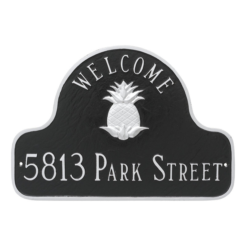 Lexington 2-Line Wall Address Plaque, Black/Silver