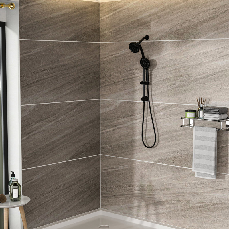 Matte Black Dual Shower Head With 4.7" Showerhead, Hand And Adjustable Parts