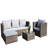 Outdoor garden patio furniture 4-piece pe rattan wicker sofa set with cushions and coffee table - shallow gray.