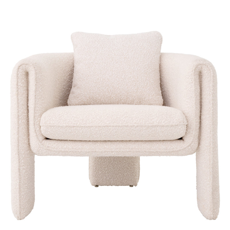 Toto Barrel Chair, Bouclé Cream Polyester Blend