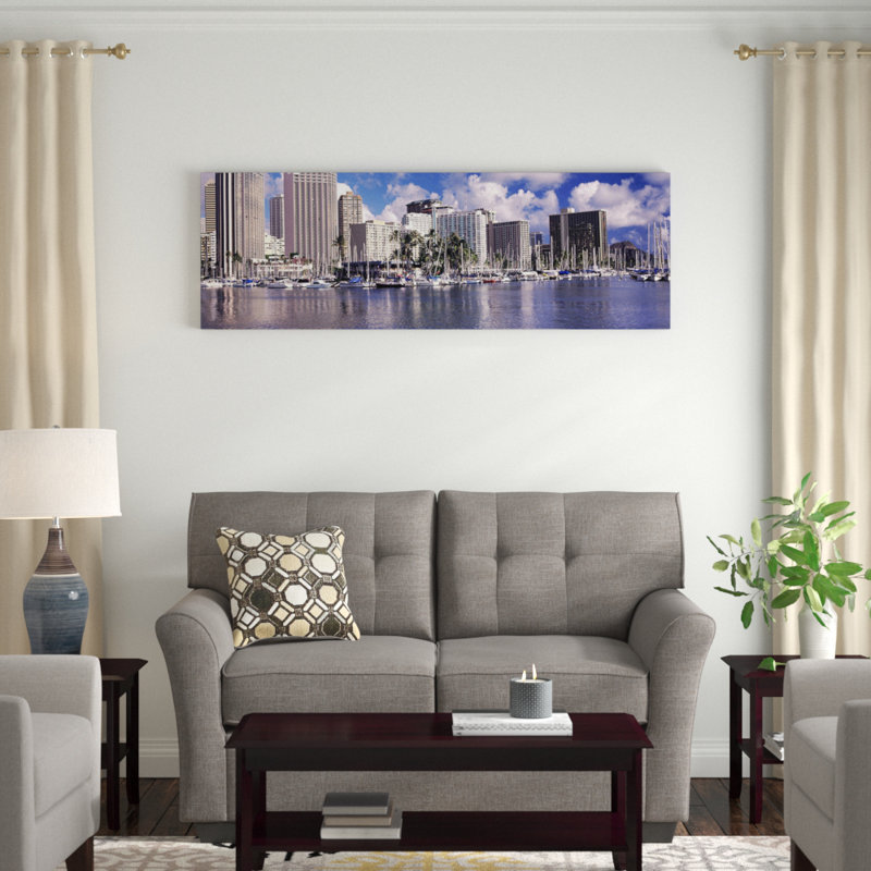 «Downtown Honolulu, Hawaii», reproduction de photo sur toile, H 20 po x l 60 po x P 1,5 po, Toile tendue