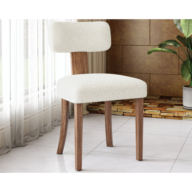 Chaises de salle à manger rembourrées avec pieds en bois Princilla, Crème, crème