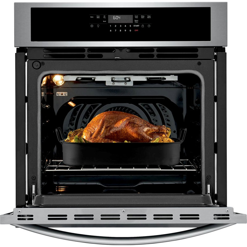 Frigidaire 27 in. Single Wall Oven with Convection 30-min Steam-Cleaning in Stainless Steel, Stainless Steel