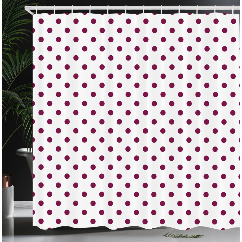  Rideau de douche simple à pois colorés, H 69 po x l 75 po, Prune / blanc