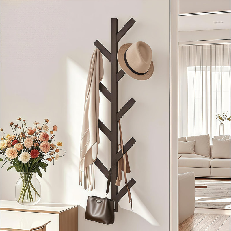 Portemanteau mural moderne noir avec 9 crochets pour chapeaux et vestes