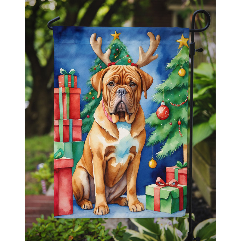 Drapeau de Noël renne de jardin, Dogue de Bordeaux