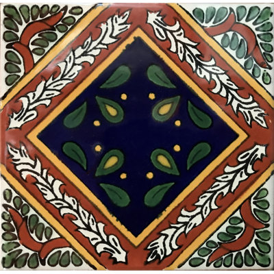 4,2 po x 4,2 po mosaïque de dosseret faite à la main à motif de carreaux d'argile mexicains TalaMex