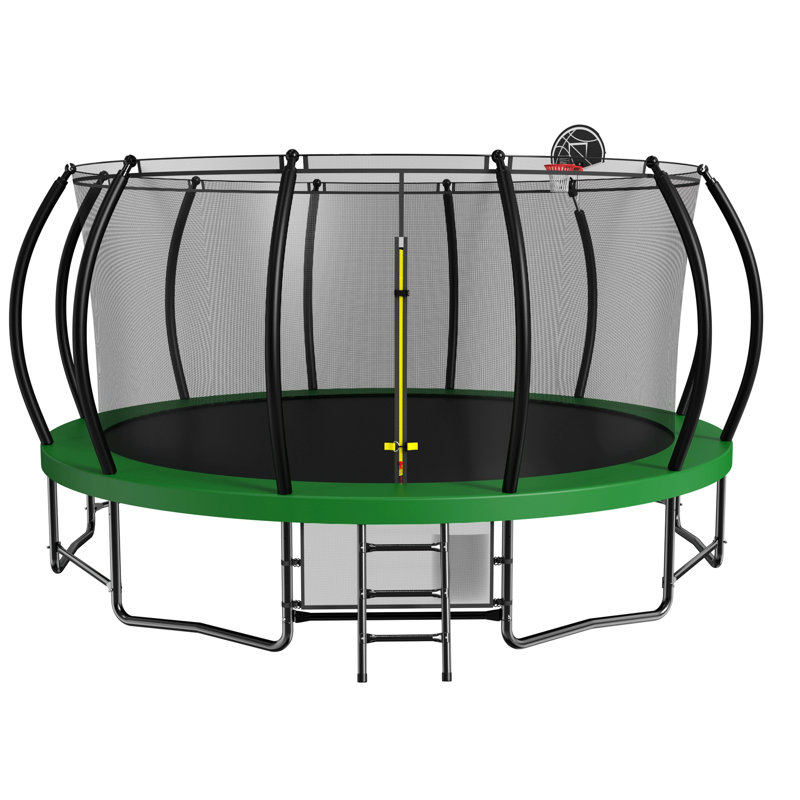 Structure de base trampoline spacieuse, coussin de sécurité pour enfant, Vert