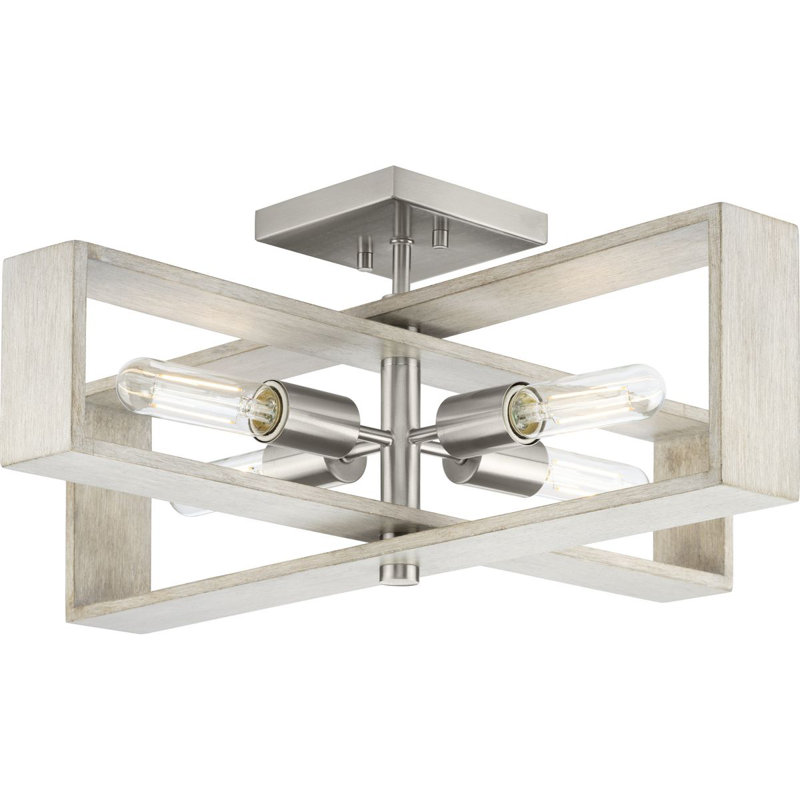 Plafonnier semi-encastré Alvinston, Nickel brossé