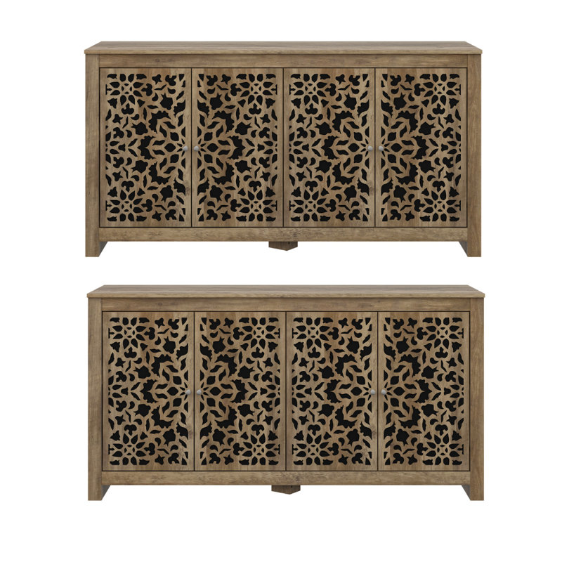 Arrastia Traditional Coordinated Dining Storage Sideboard Set Of 2, Knotty Oak