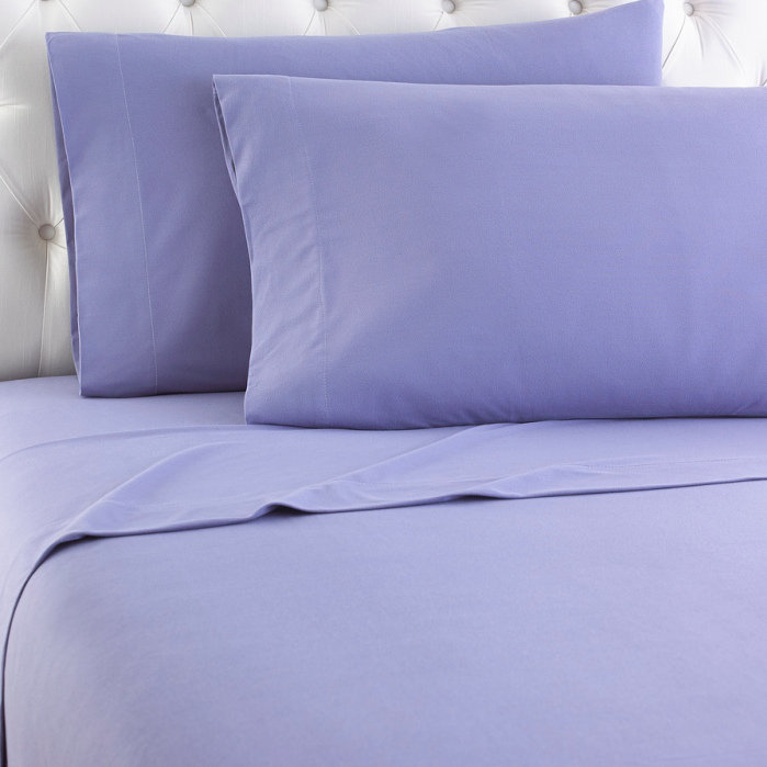 Amethyst King Size Solid Flannel Cotton Polyester Bedding Set
