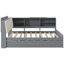 Lit plateforme en bois avec tablettes gigognes et tête de lit avec rangement-980276804