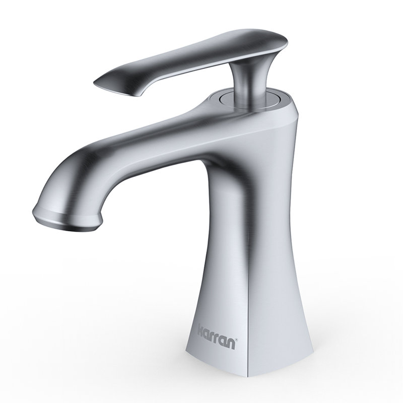 Robinet pour salle de bain à poignée simple à un trou avec drain escamotable Karran Woodburn, Acier inoxydable