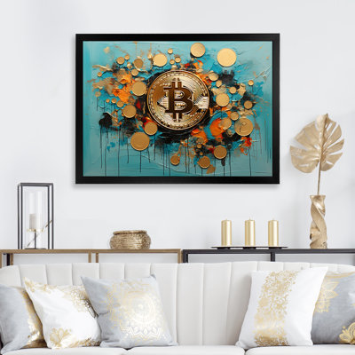 Gold And Blue Crypto Bitcoin Collage - Fashion Bitcoin Wall Art